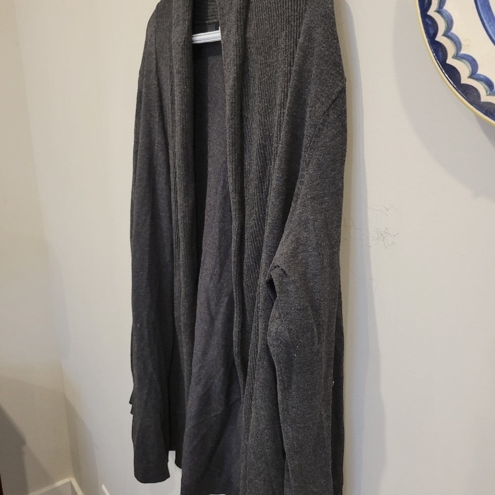 Dalia Open Front 3/4 Knit Casual Sweater Warm Light Soft Grey Large - Picture 5 of 7